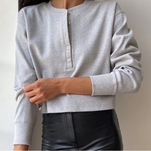 Aritzia Wilfred Free Grey Cropped Henley